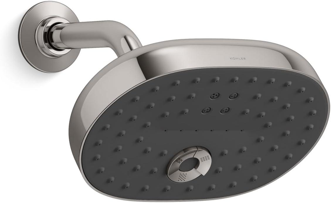 Vibrant Titanium Oval Multifunction Wall Mounted Showerhead