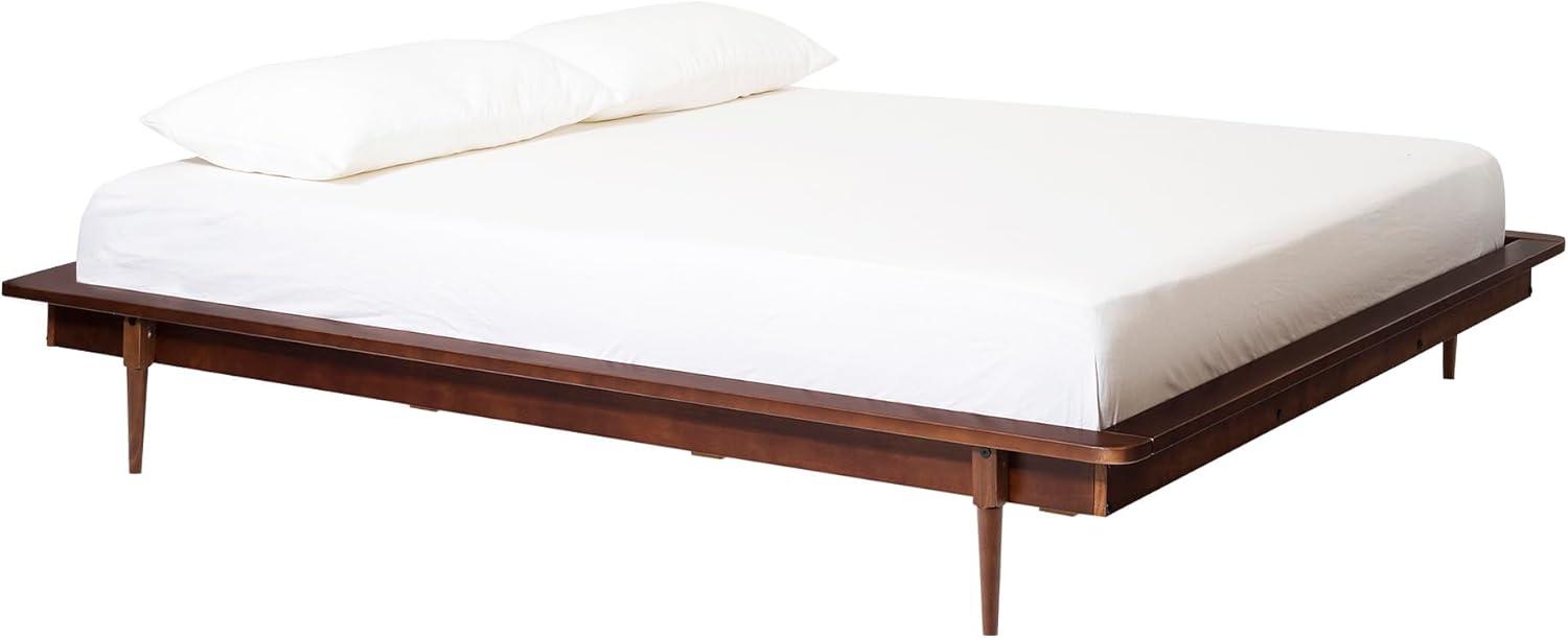 King Mid Century Modern Solid Wood Platform Bed - Walnut