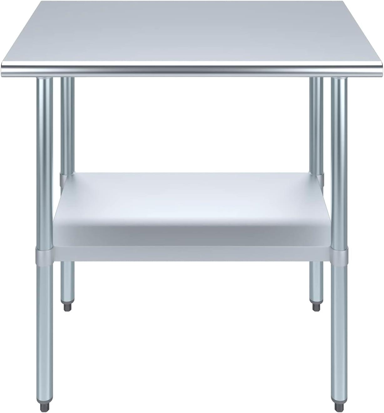 Stainless Steel Work Table with Undershelf. Metal Prep Table. NSF - Certified