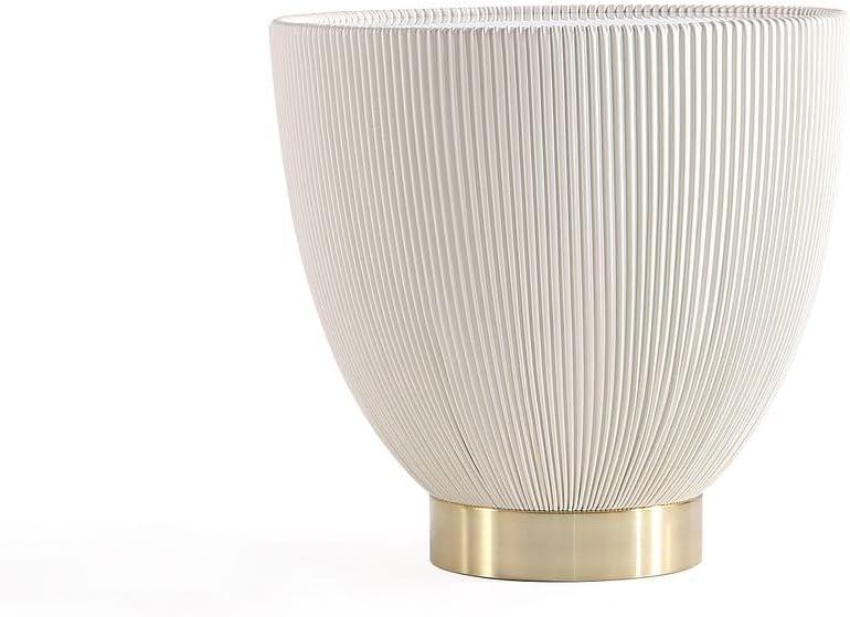 Manhattan Comfort Set of 2 Anderson Leatherette End Tables with Faux Marble Tabletop Cream: Round, No Assembly, Modern Style