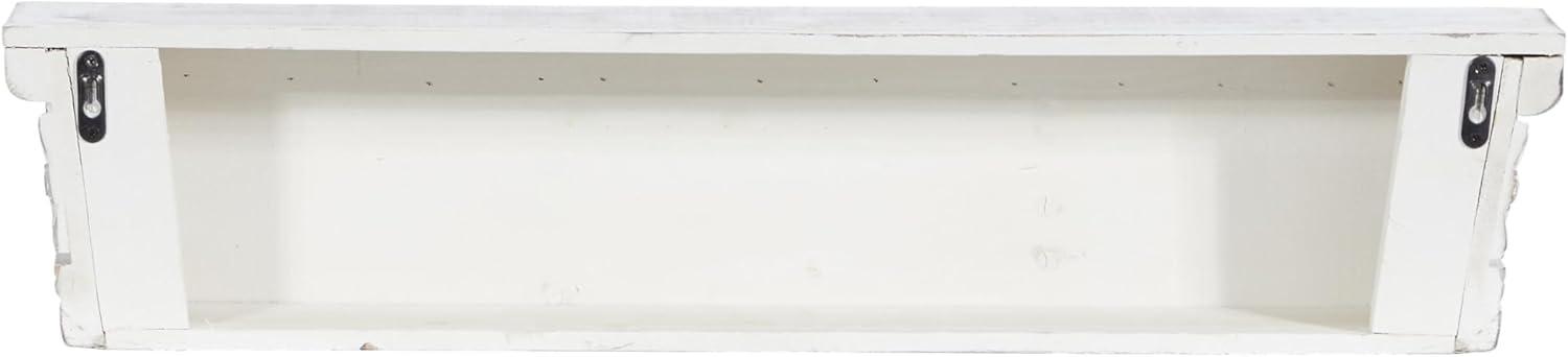 DecMode 28" x 5" Intricate Carved 1-Tier White Floral Wall Shelf