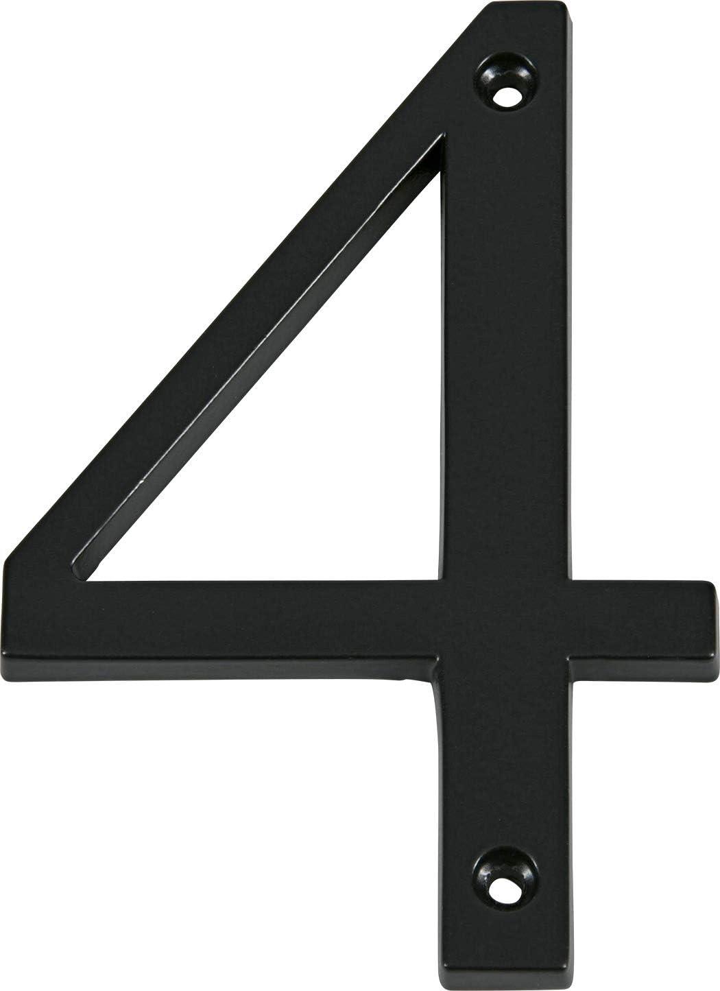 HASWARE House Number Sign 4 inch Modern Door Numbers Signage Plaque Street Home Address Numerals Zinc Alloy (4, Black)