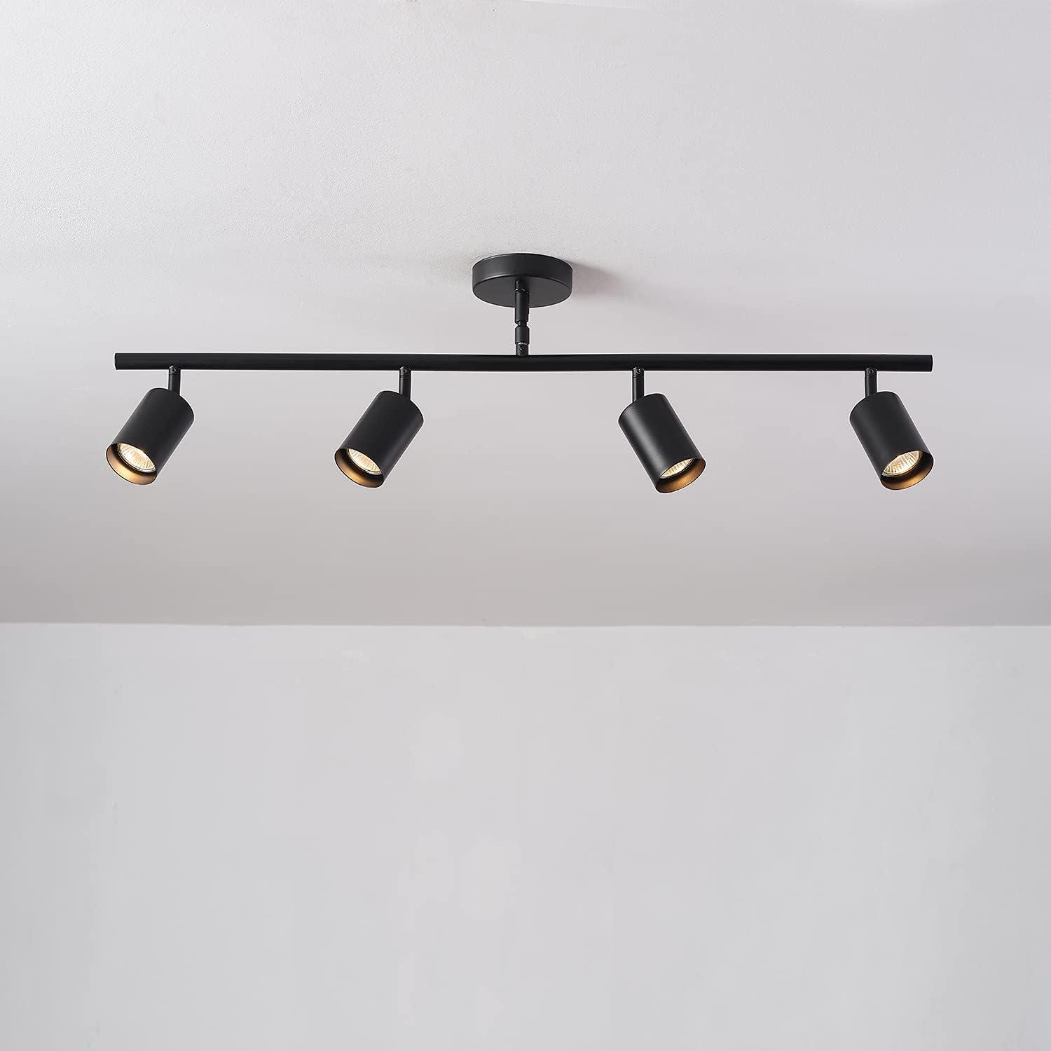 Globe Electric Willard 4-Light Matte Black Adjustable Height Track Lighting, 60222