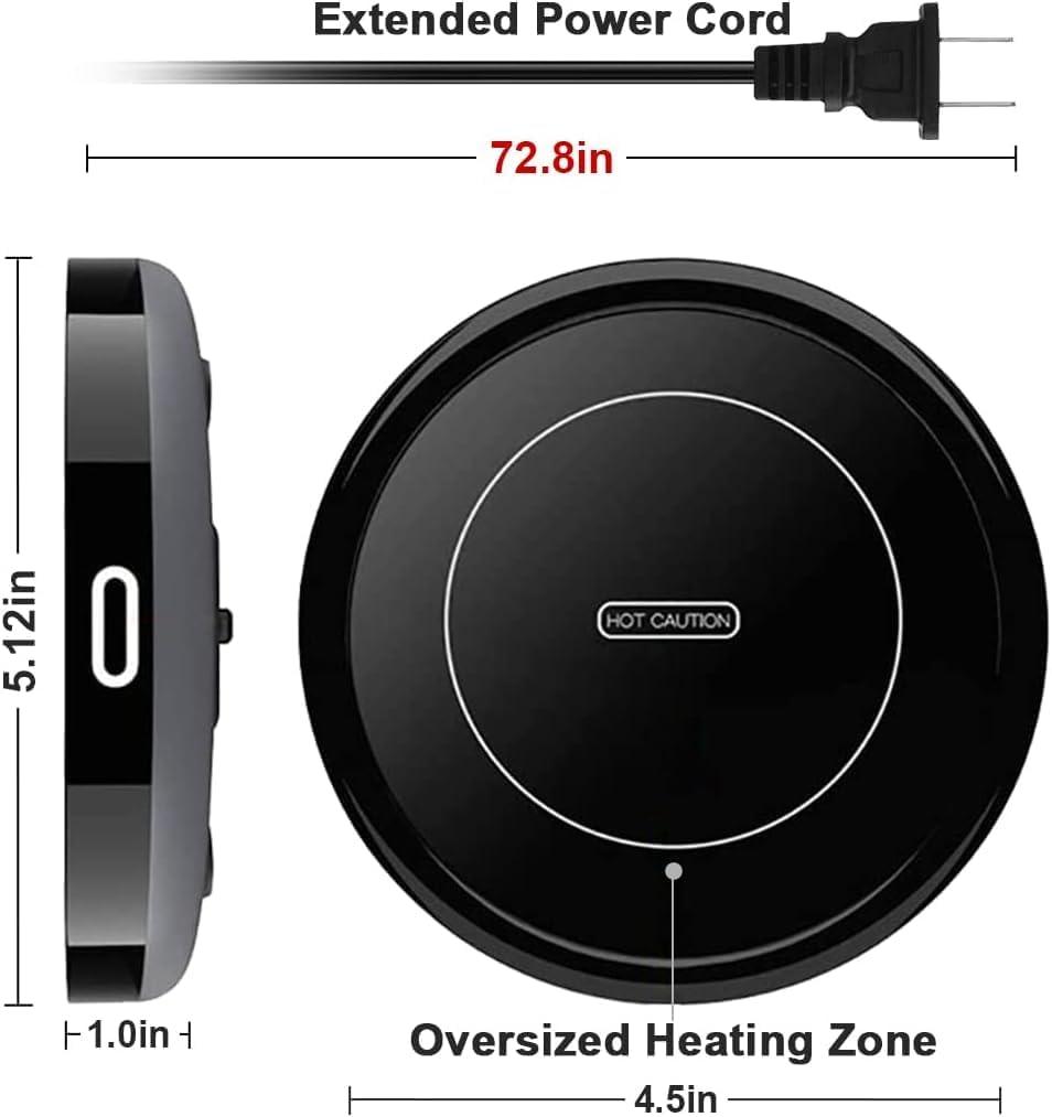 PENGFEI Smart Coffee Warmer,Auto On/Off Gravity-Induction Mug Warmer for Office Desk Use, Candle Wax Cup Warmer Heating Plate (Up to 131F/55C) (Black)