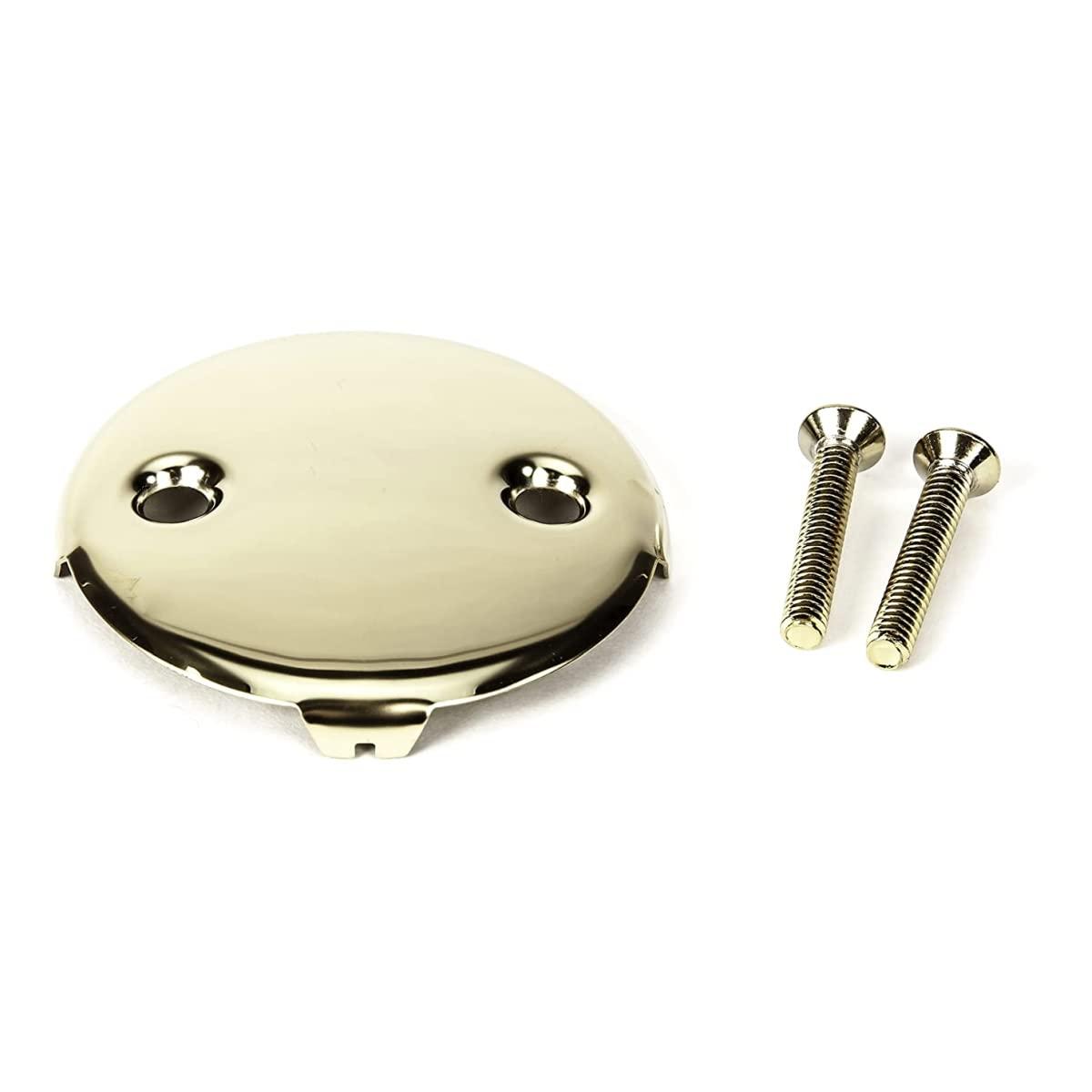 Universal Bathtub Drain Single/One (1) Hole Overflow Face Plate with Screw and Adapter to Fit 2-Hole in Polished Brass