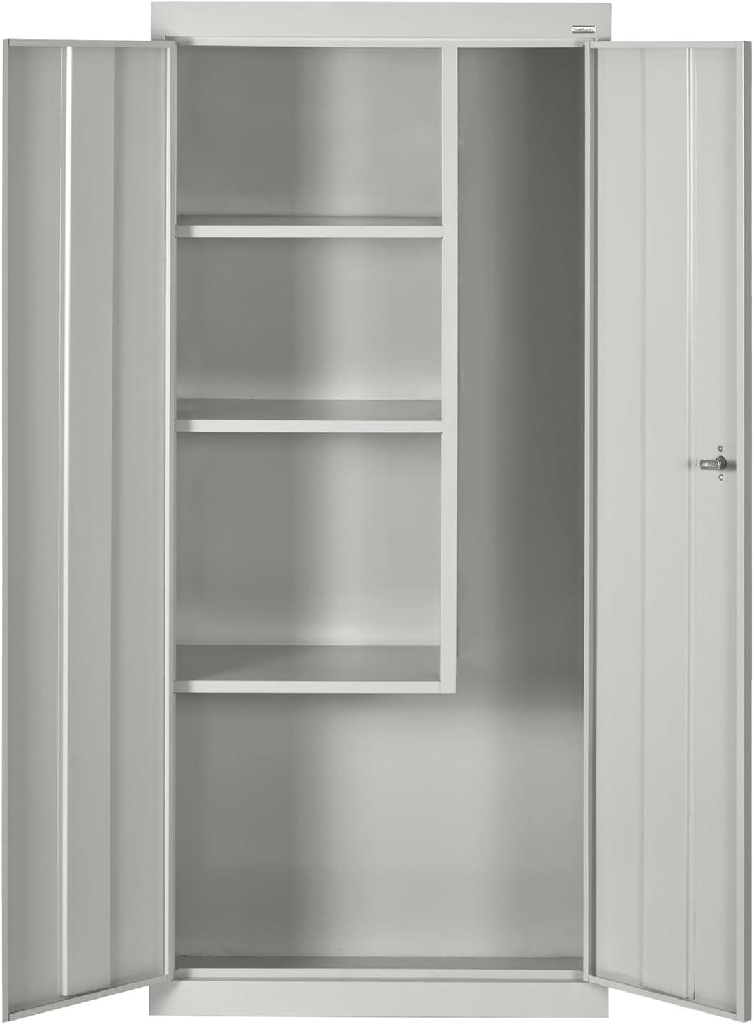 Dove Gray Lockable Steel Janitorial Cabinet with Spill Containment