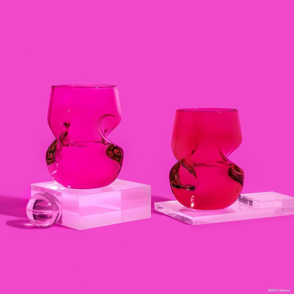 Barbie x Dragon Glassware 16 oz Stemless Wine Glasses Pink & Magenta Set of 2