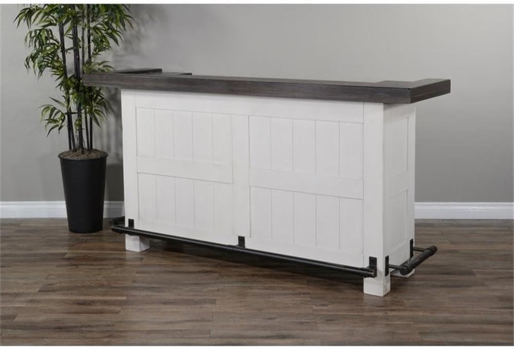 European Cottage Dark Brown and White 78" Wood Bar Unit