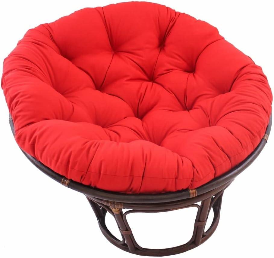 42" Rattan Papasan Chair with Solid Twill Cushion Sage - International Caravan: Handmade, Walnut Finish, Comfy