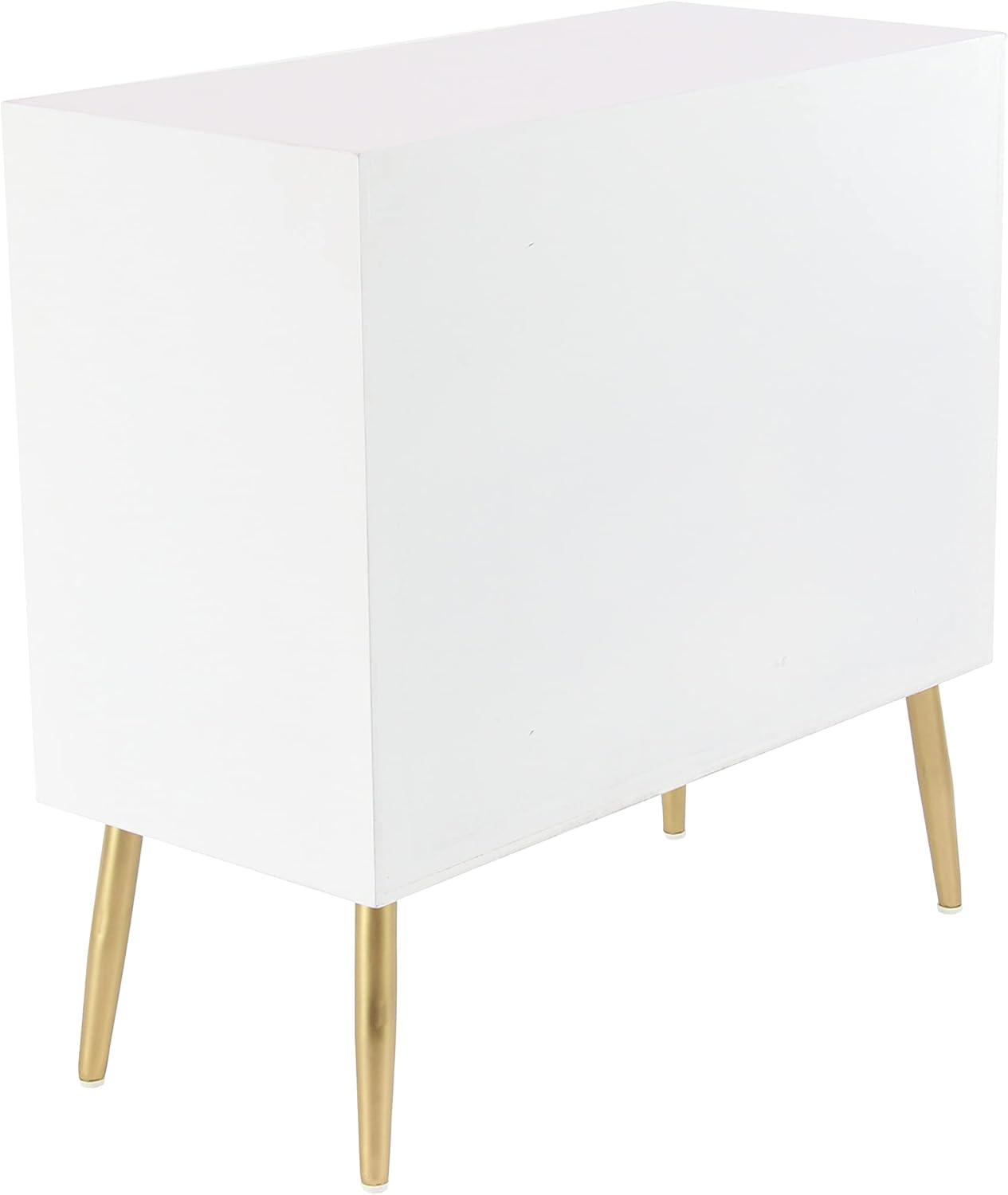 Modern White Wood and Metal 3-Drawer Storage Cabinet