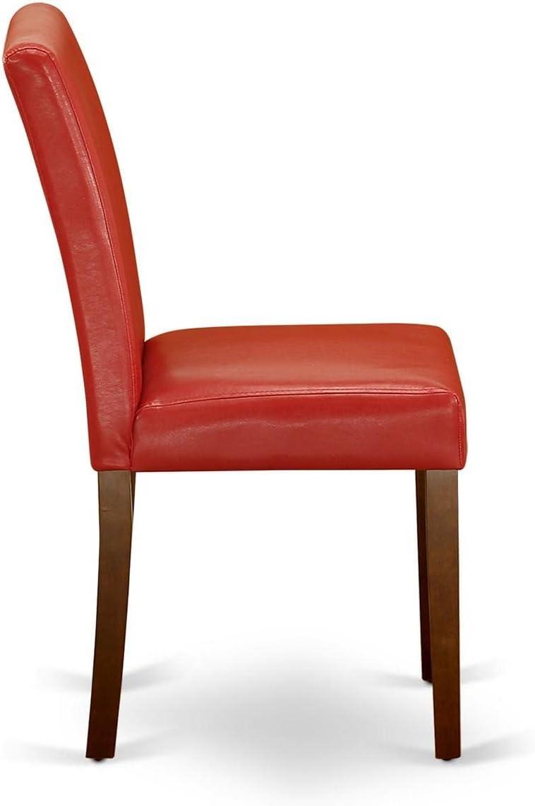 HomeStock Retro Relaxation Abbott Parson Chair With Mahogany Leg And Pu Leather Color Firebrick Red