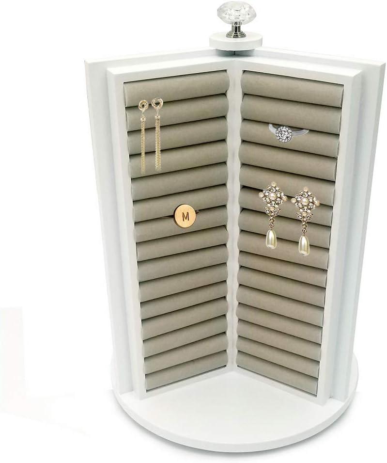 OnDisplay Brooke Spinning Wooden Jewelry Cabinet Organizer - White