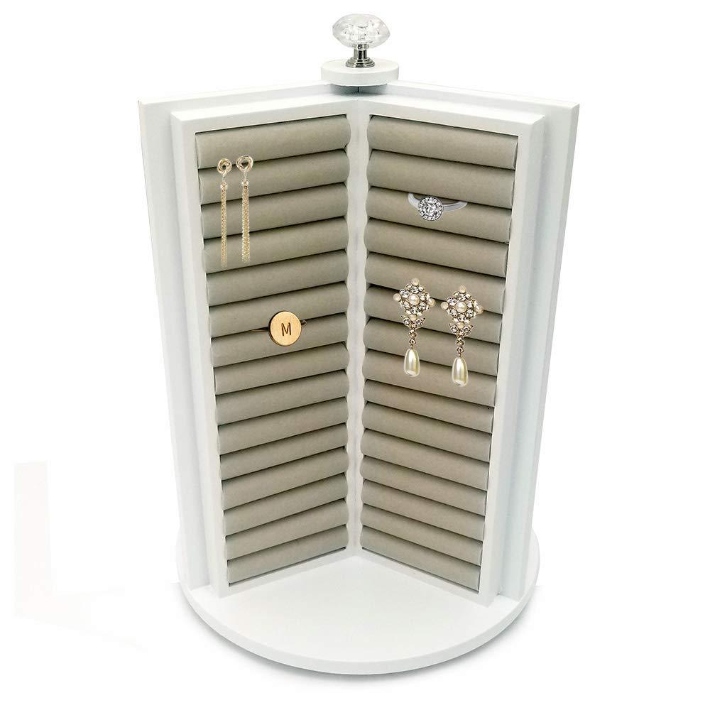 OnDisplay Brooke Spinning Wooden Jewelry Cabinet Organizer - White