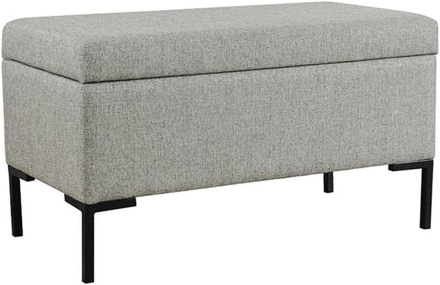 Medium Storage Bench with Metal Legs Gray Woven - HomePop