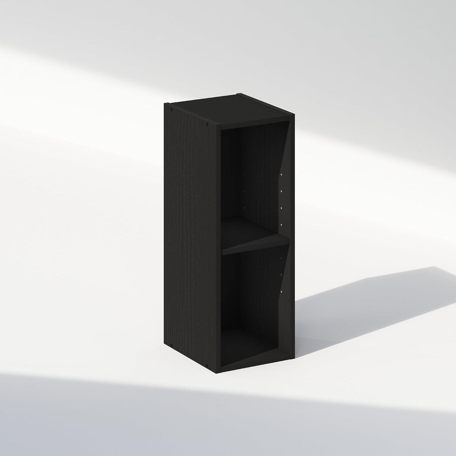 Furinno Reed 2-Tier Multipurpose Clothing & Closet Storage Organizer Shelf, 8-Inch Width, Blackwood