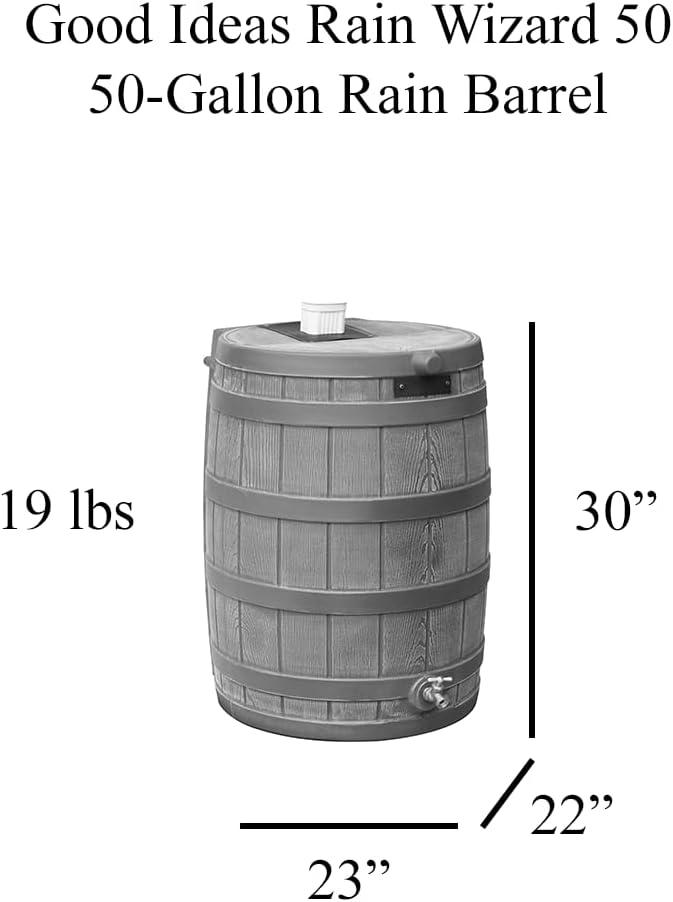 Good Ideas Good Ideas Rain Wizard Whiskey Style Rain Barrel with Overflow and Spigot