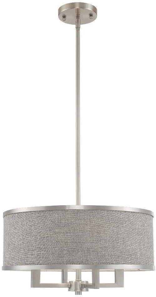 Brushed Nickel Mini Drum Chandelier with Gray Shade