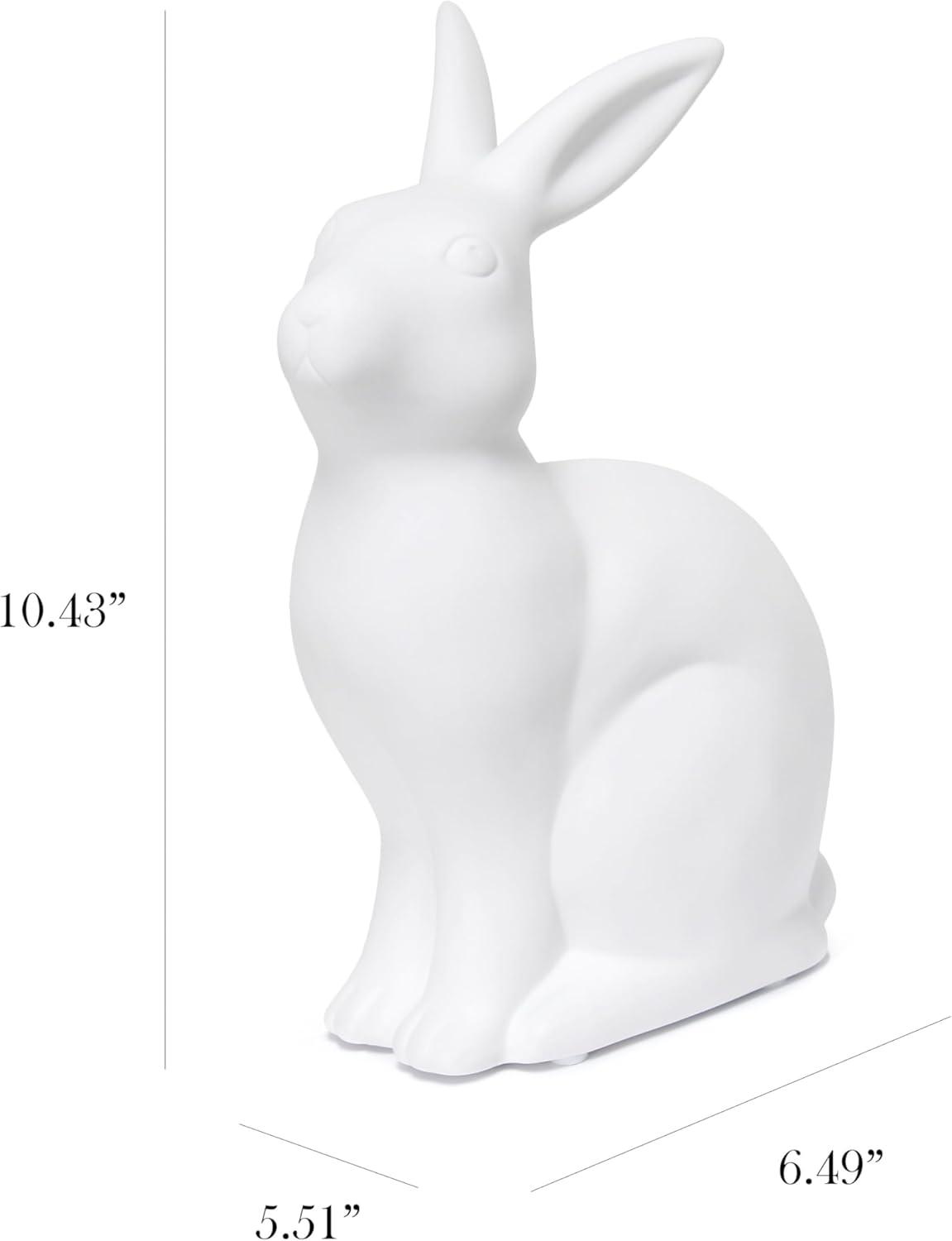 Gracie Oaks Creekwood Home 10.43" Glowing Ceramic Bunny Rabbit Light, For Home Décor, Nightstand, End Table, Entryway, Bookshelf, Kid's Room, White