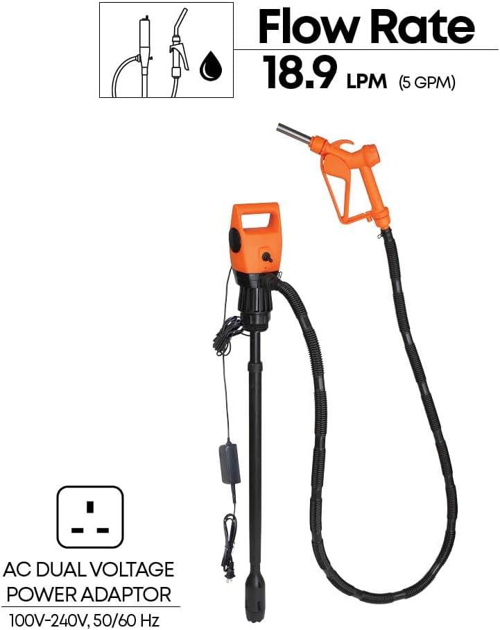 GROZ Electric Drum Pump | 12V DC | Adjustable 33.5-49" Tube for 55 Gal Drums | Multi-Fluid Transfer (45503)