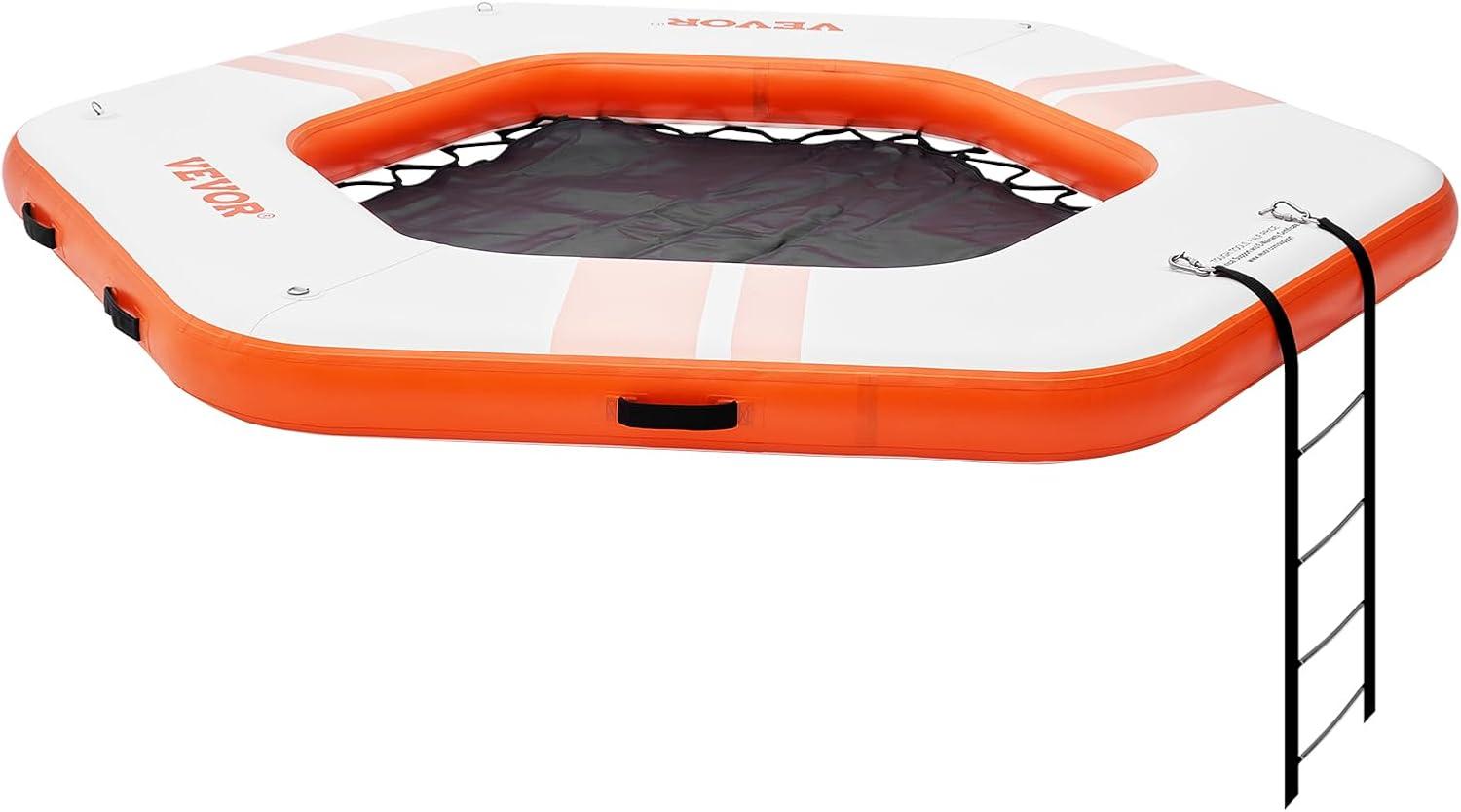 Stellweilan Tessberg 8.5FT Inflatable Dock Platform with 5FT Trampoline Mesh Pool with Portable Bag & Detachable Ladder