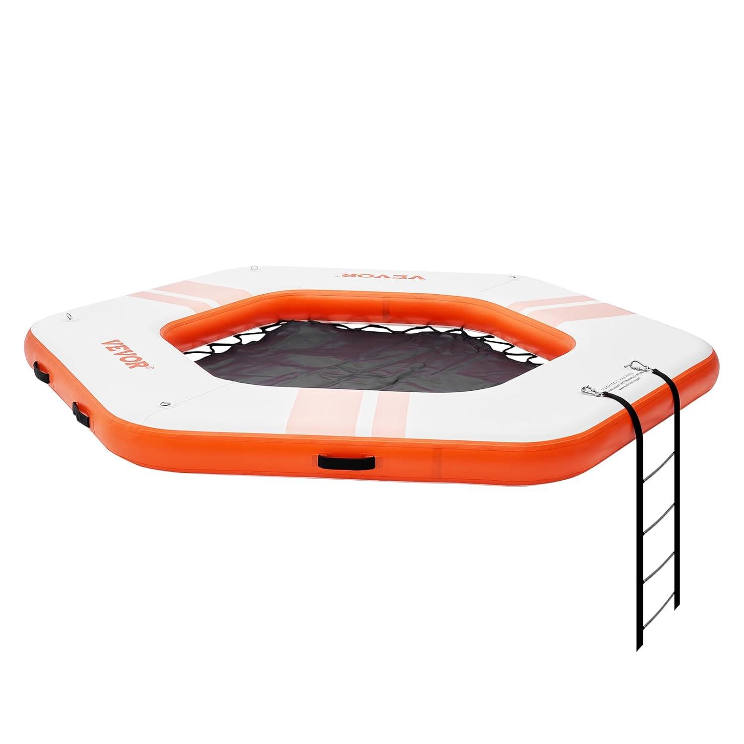 Stellweilan Tessberg 8.5FT Inflatable Dock Platform with 5FT Trampoline Mesh Pool with Portable Bag & Detachable Ladder