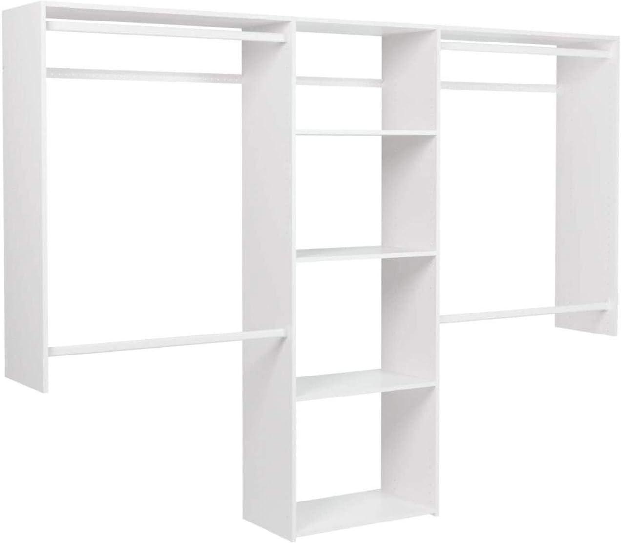 Easy Track Closet Storage Organizer System with Shelves, White