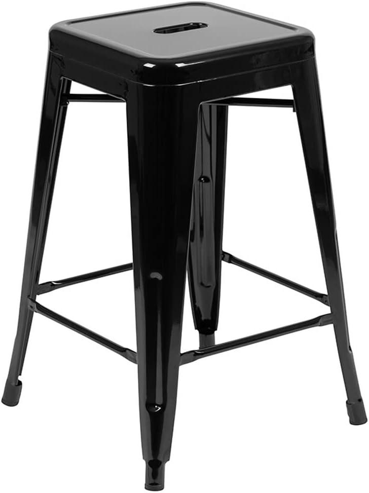 Flash Furniture 24" High Metal Counter-Height, Indoor Bar Stool - Stackable Set of 4