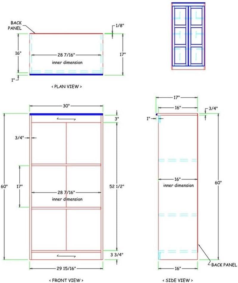 Traditional 60" Wood Storage Cabinet with 4-Shelves in Espresso