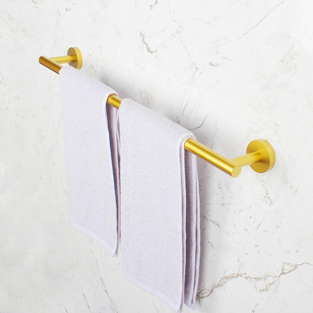 24-Inch Brushed Gold Stainless Steel Wall Mounted Double Towel Bar