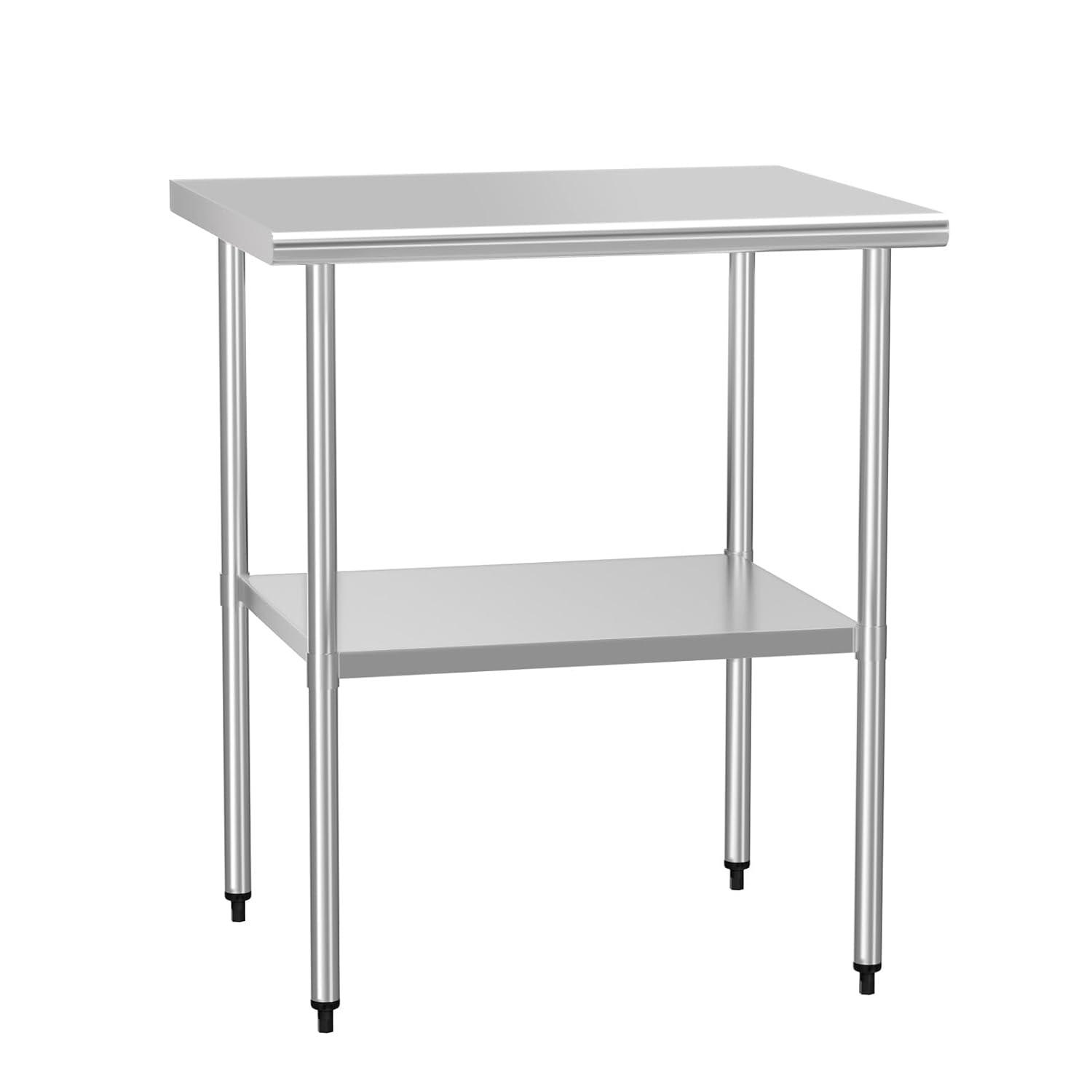 Stainless Steel Table for Food Prep & Work 30 x 48 inches Utility Table with Adjustable Undershelf, Commercial Workstation in Kitchen, Garage, Outdoor BBQ