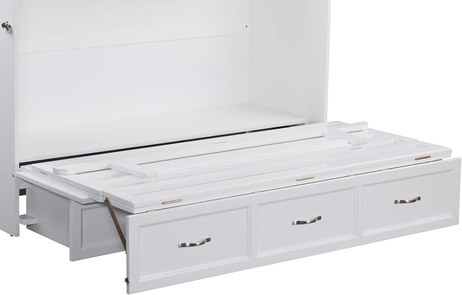 Queen Deerfield Murphy Bed Chest with Charging Station White - AFI: Space-Saving, Fold-Out Mattress, Elegant Design