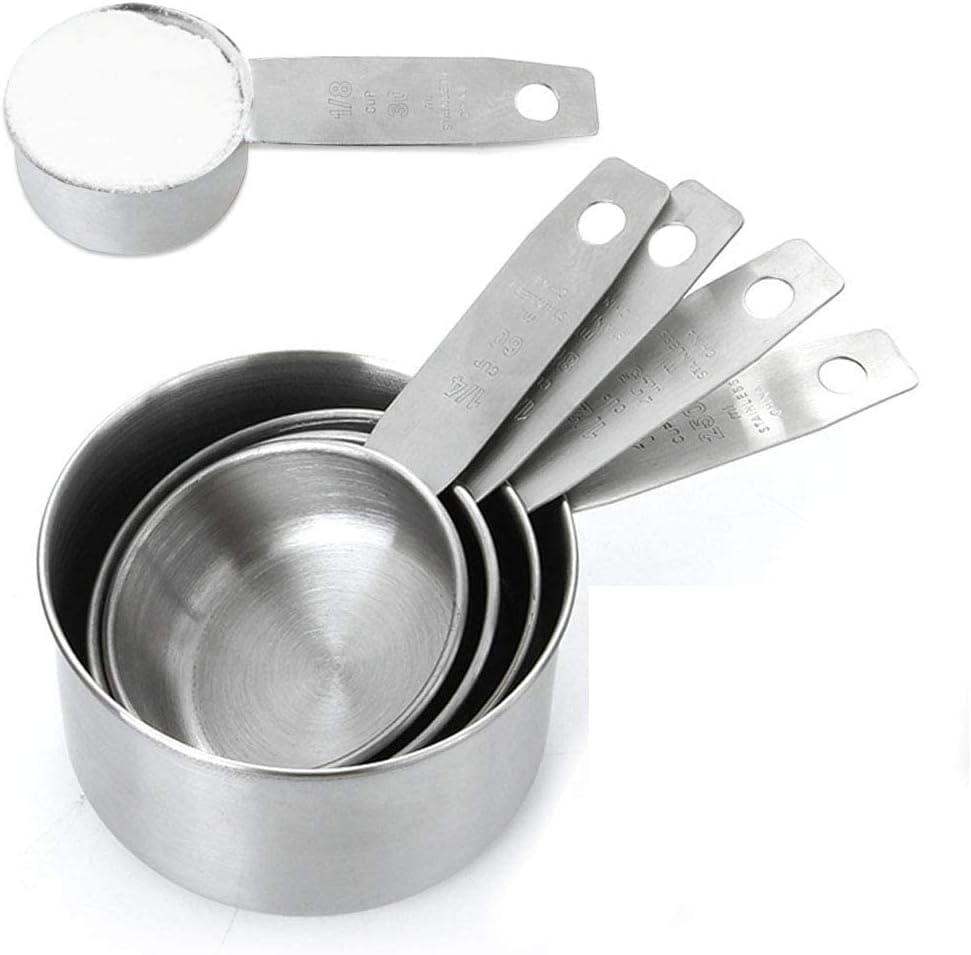 Stainless Steel Measuring Cups 5 Piece Set - Stackable Heavy Duty 304 SS with Handle for Dry & Liquid Ingredients