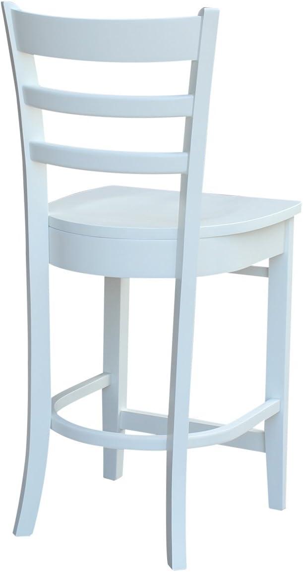 24" Emily Counter Height Barstool White - International Concepts: Hardwood Frame, Ladder-Back Design, Kitchen-Compatible