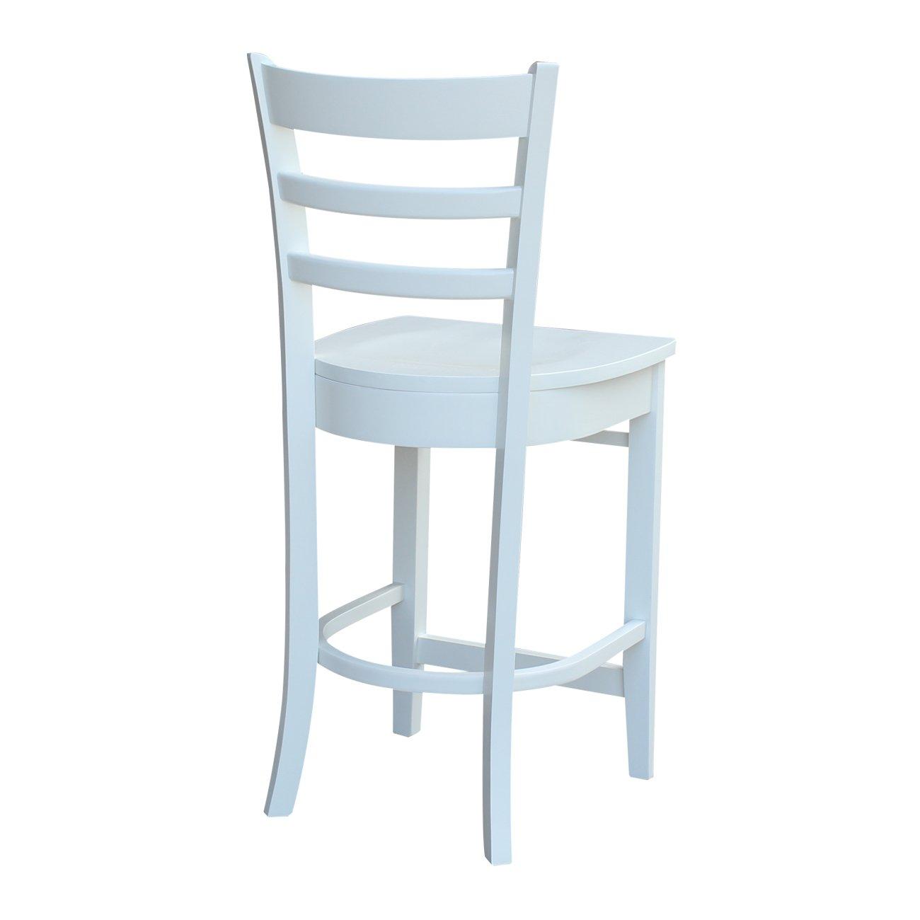24" Emily Counter Height Barstool White - International Concepts: Hardwood Frame, Ladder-Back Design, Kitchen-Compatible