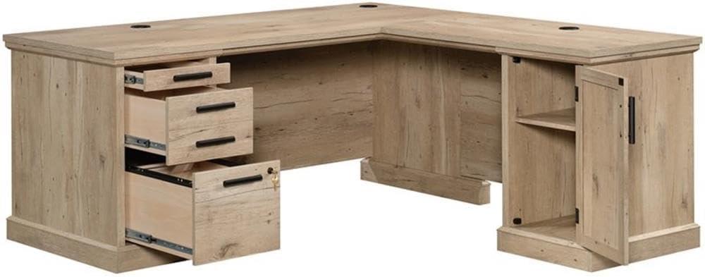 Sauder Mason Peak Engineered Wood L-Shaped Desk in Prime Oak