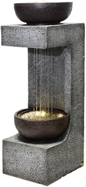 Hi-Line Gift Ltd. 34" H Rainfall Fountain with Bowl On Top with LEDS