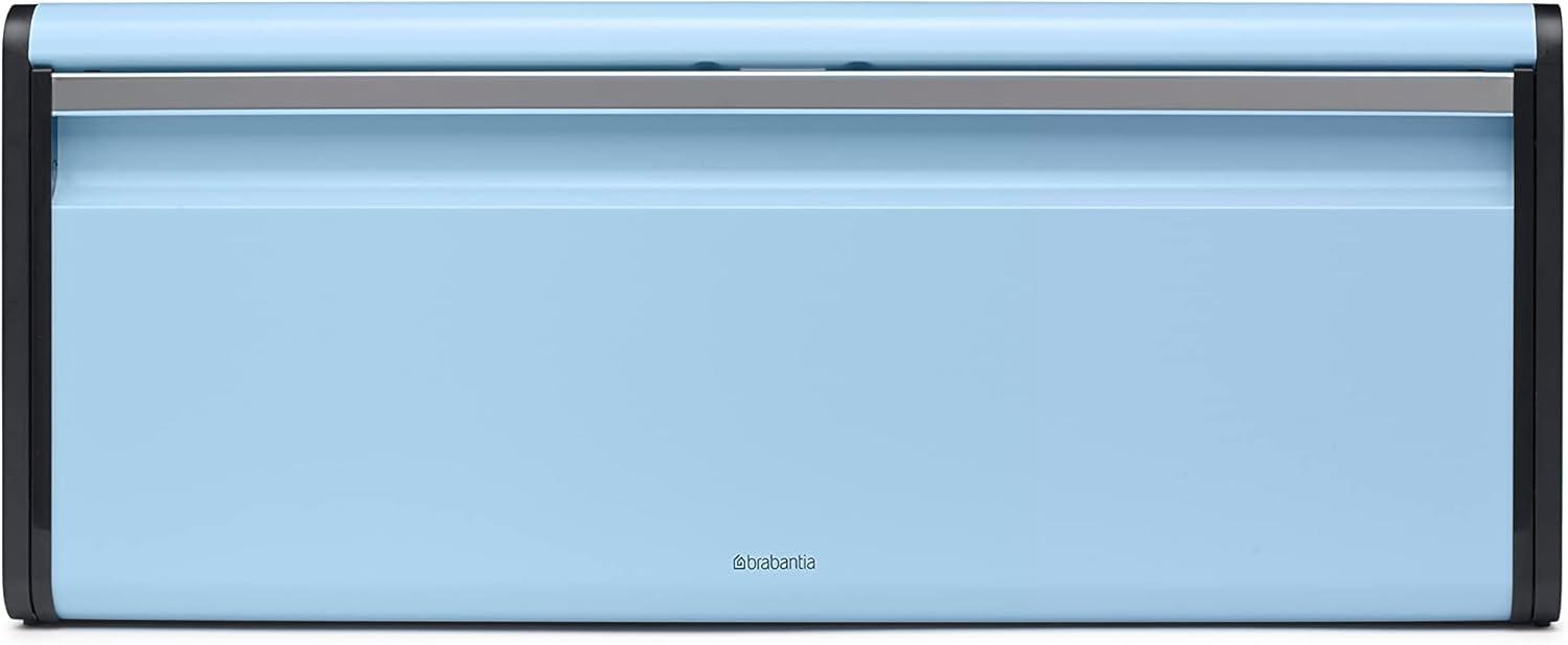 Dreamy Blue Large Rectangular Metal Bread Box with Flat Top
