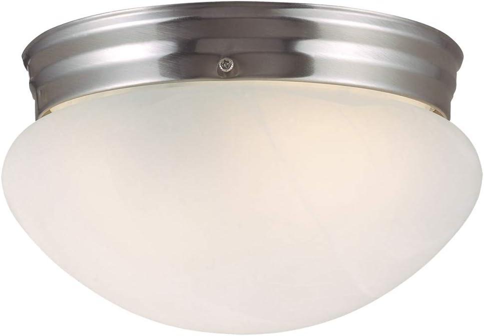 Sleek Satin Nickel 7.6" Bowl Ceiling Fixture with Alabaster Glass