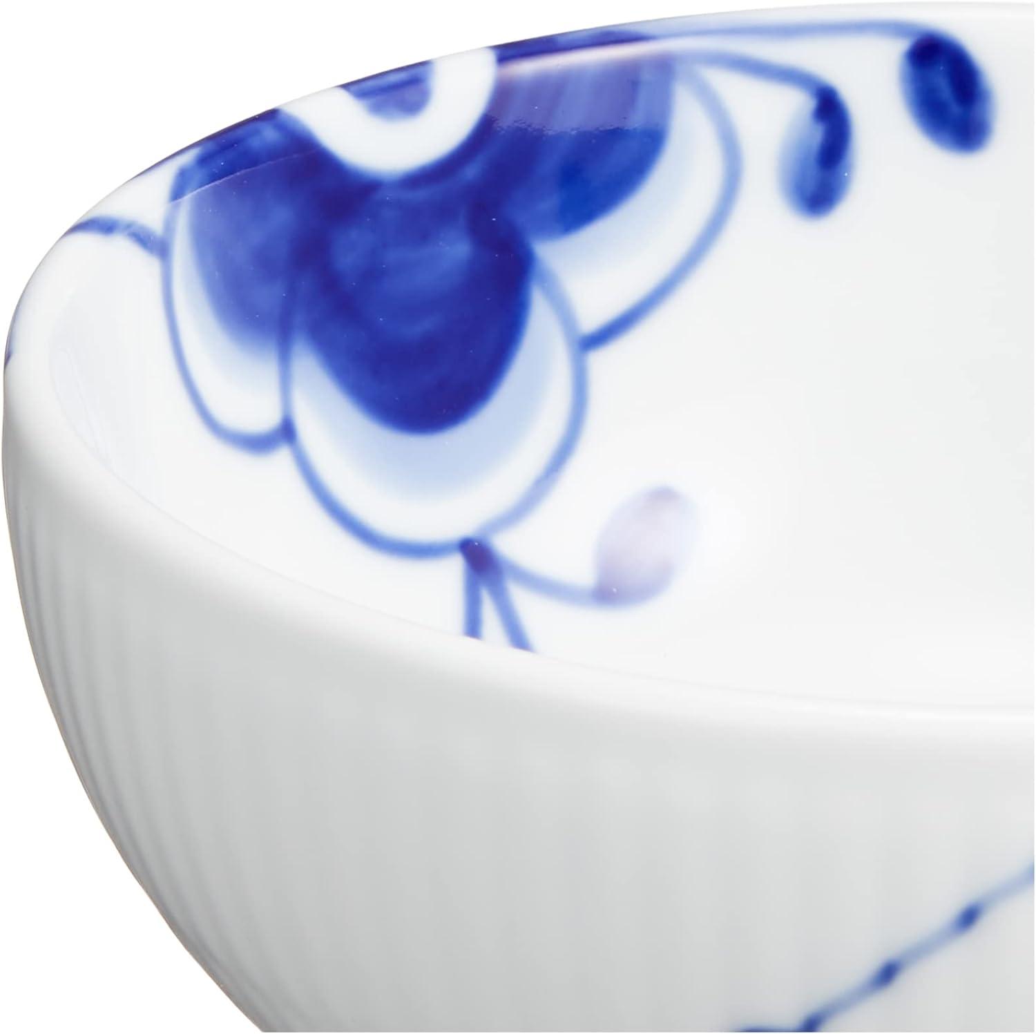 Blue Fluted Mega Hand-Painted Ceramic Fruit Serving Bowl