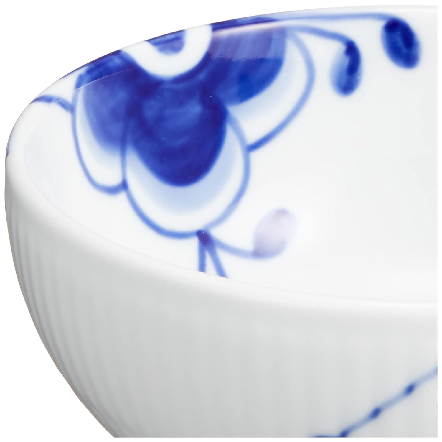 Blue Fluted Mega Hand-Painted Ceramic Fruit Serving Bowl