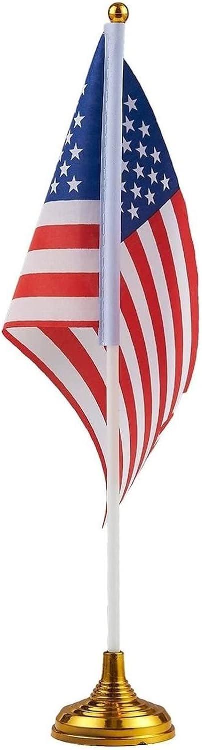 Juvale 12 Pack Patriotic Mini American Flags with Stands for Desk, Table, 4th of July Party Essentials, 8 x 5 in