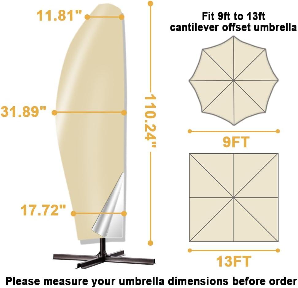 Umbrella Cover, 420D Waterproof Outdoor Patio Umbrella Cover For 8Ft To 12Ft Cantilever Offset Umbrella, Black