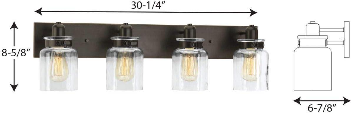 Progress Lighting Calhoun 4-Light Bath Vanity, Brushed Nickel, Clear Glass Shade