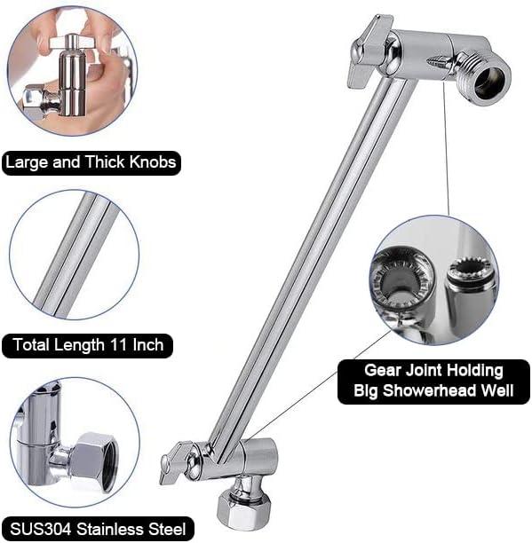 Adjustable Chrome Ceiling Shower Arm with Solid Brass Construction