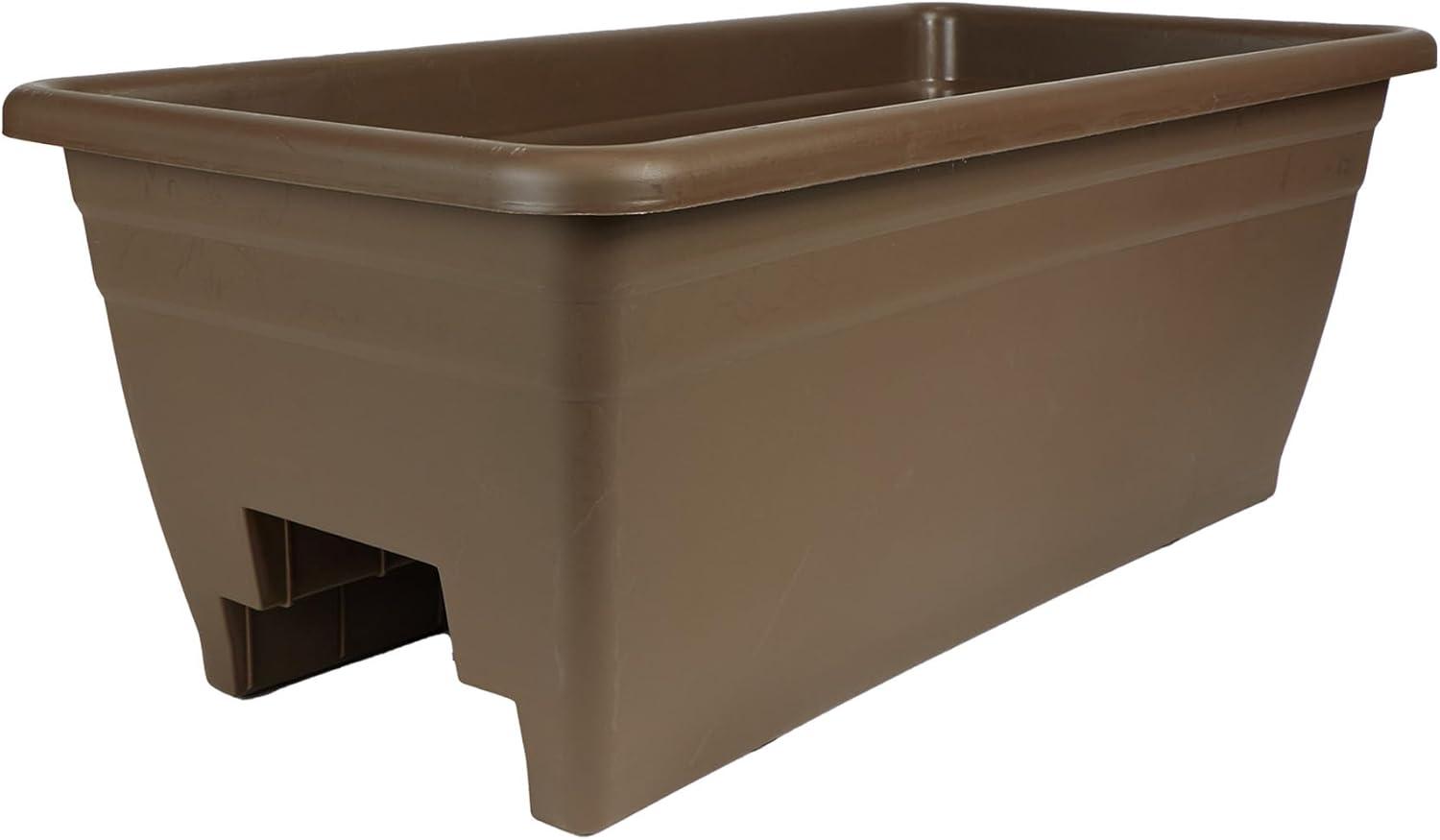 HC Companies SPX24DB0E2112-Inch Outdoor Durable Plastic Deck Planter Box for Flowers, Vegetables, and Succulents, Chocolate