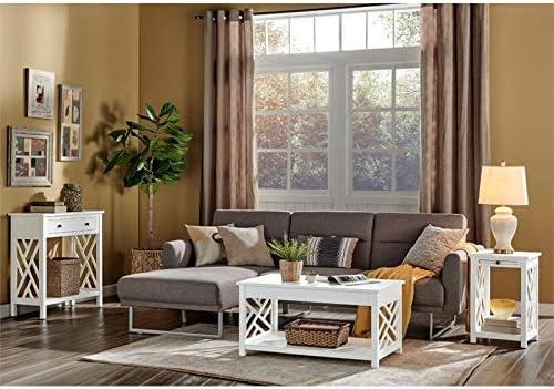 Alaterre Furniture Coventry 36 in. Solid Pine Wood Coffee Table, Traditional to Modern Design, Open-Detailing Accent Furniture, White