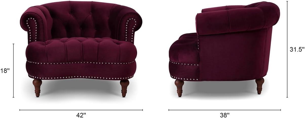 Jennifer Taylor Home La Rosa 42" Victorian Tufted Upholstered Living Room Accent Chair, Burgundy