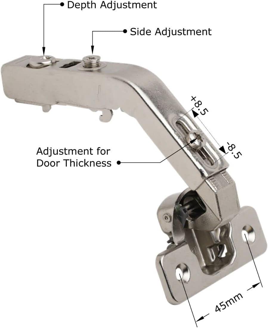 Nickel-Plated Self-Closing 135-Degree Cabinet Door Hinge