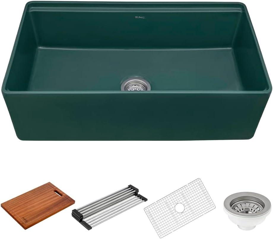 Ruvati 33 inch Fireclay Workstation Farmhouse Kitchen Sink Apron Front Single Bowl