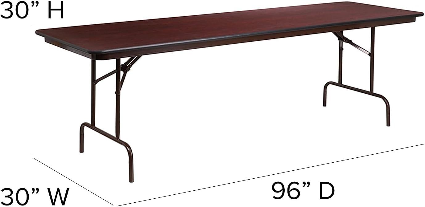 Flash Furniture Wofford 24" x 48" Rectangular Mahogany Melamine Laminate Folding Banquet Table